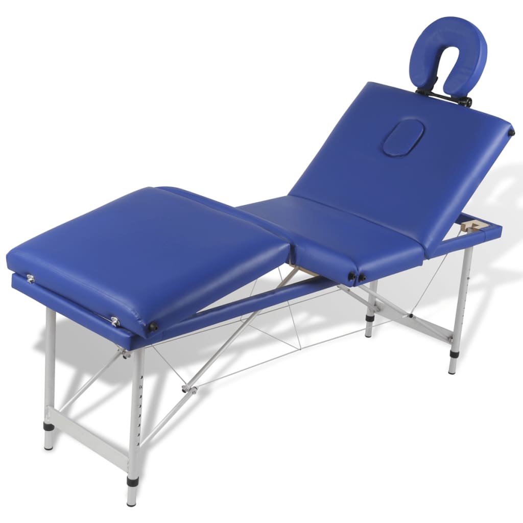 Алуминиева масажна кушетка с 4 зони, цвят: син