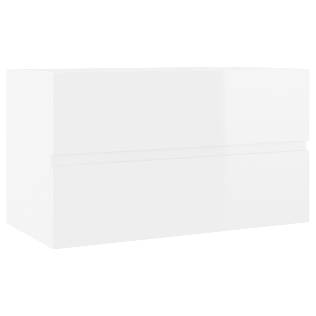 vidaXL Долен шкаф за мивка, бял гланц, 80x38,5x45 см, ПДЧ