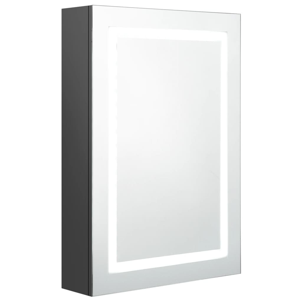 vidaXL LED шкаф с огледало за баня, сив, 50x13x70 см