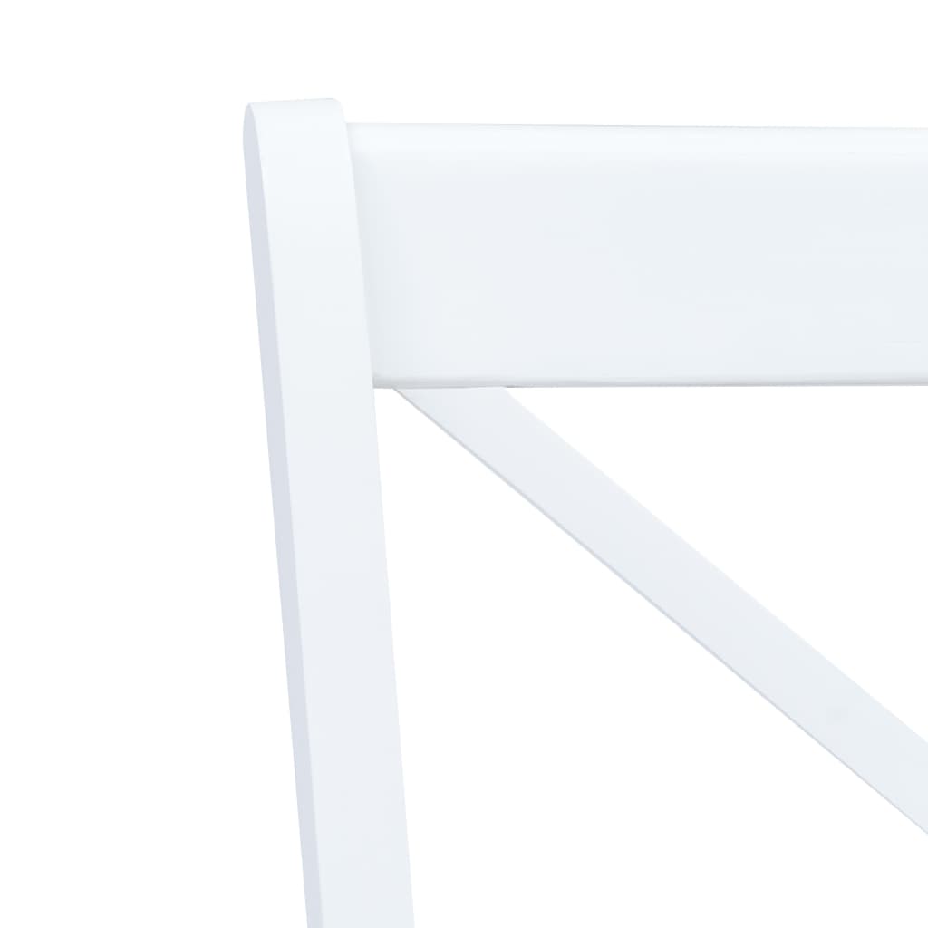 vidaXL Трапезни столове, 6 бр, бял и естествен, каучуково дърво масив