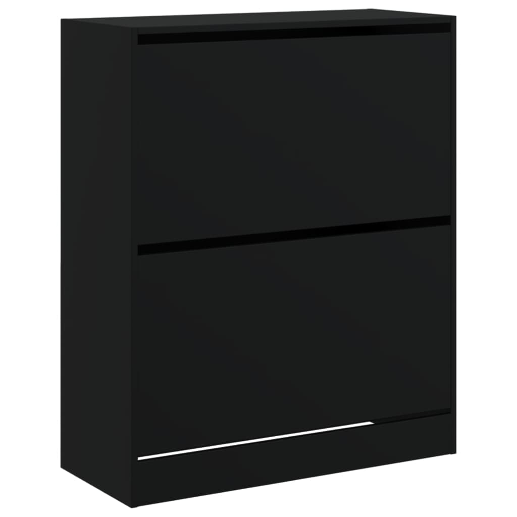 vidaXL Шкаф за обувки, черен, 80x34x96,5 см, инженерно дърво