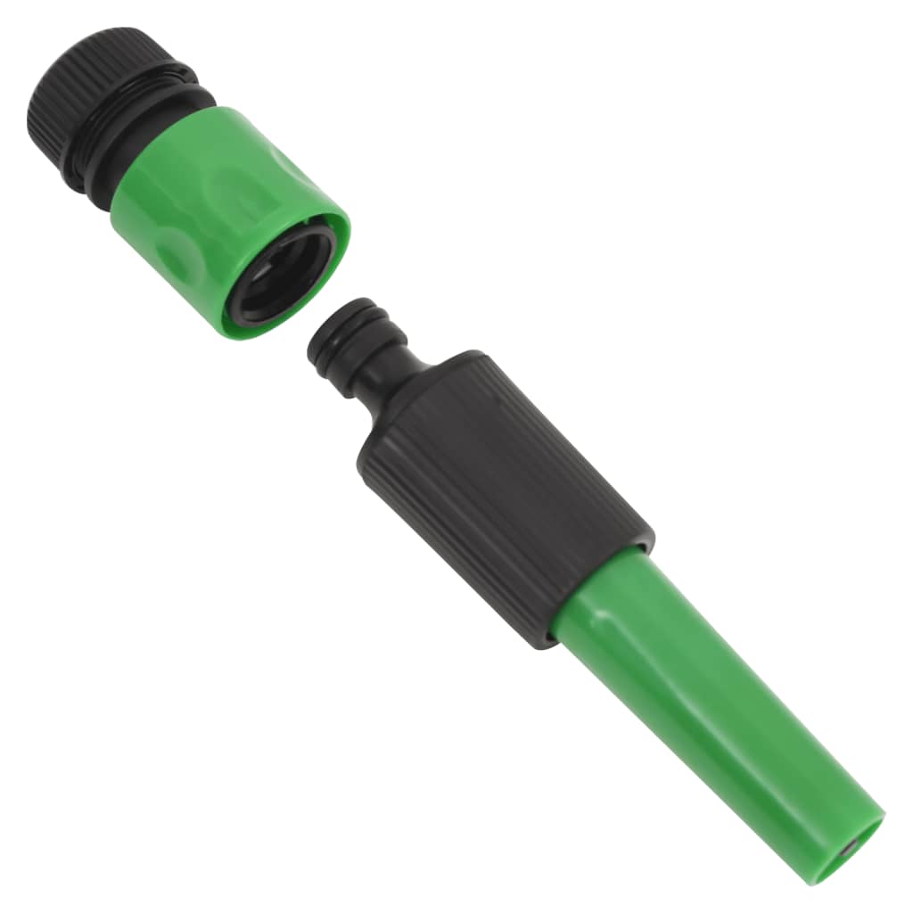 vidaXL Градински маркуч с монтажен комплект, зелен, 0,6", 10 м, PVC