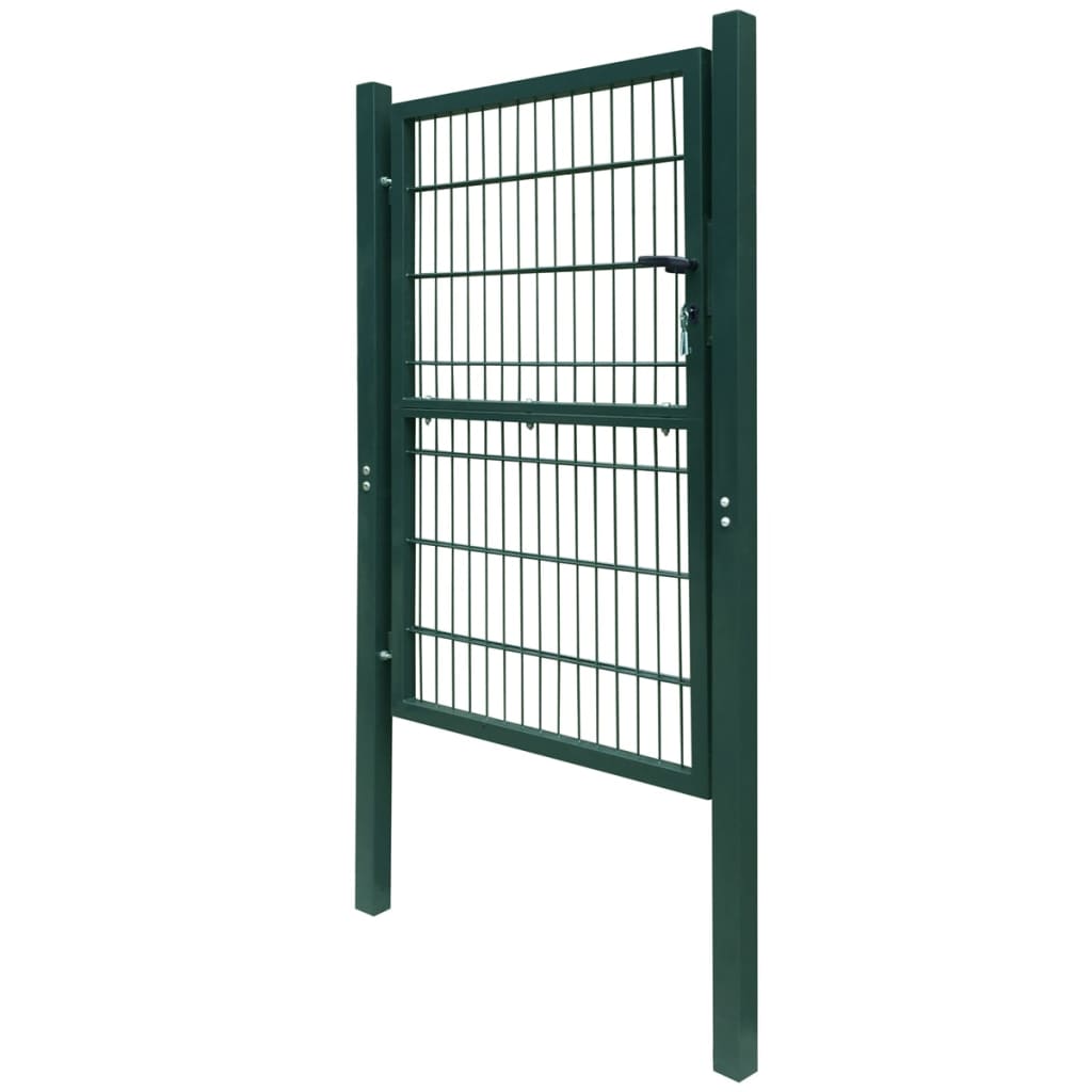 vidaXL 2D Оградна врата, единична, зелена, 106х210 см