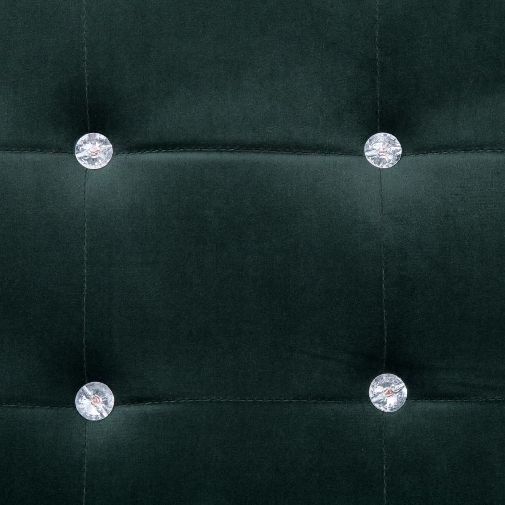 vidaXL Двуместен диван с подлакътници, тъмнозелен, хром и кадифе