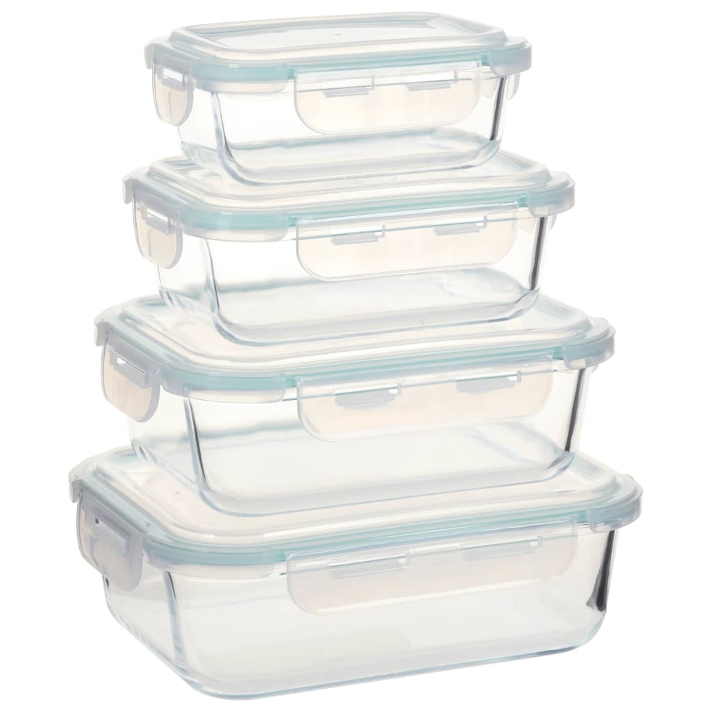 vidaXL Стъклени кутии за съхранение на храна, 4 бр