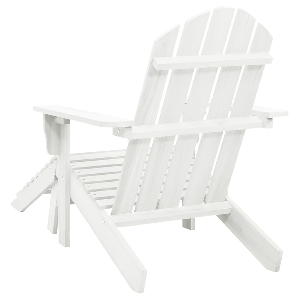 vidaXL Градински стол с табуретка, дърво, бял