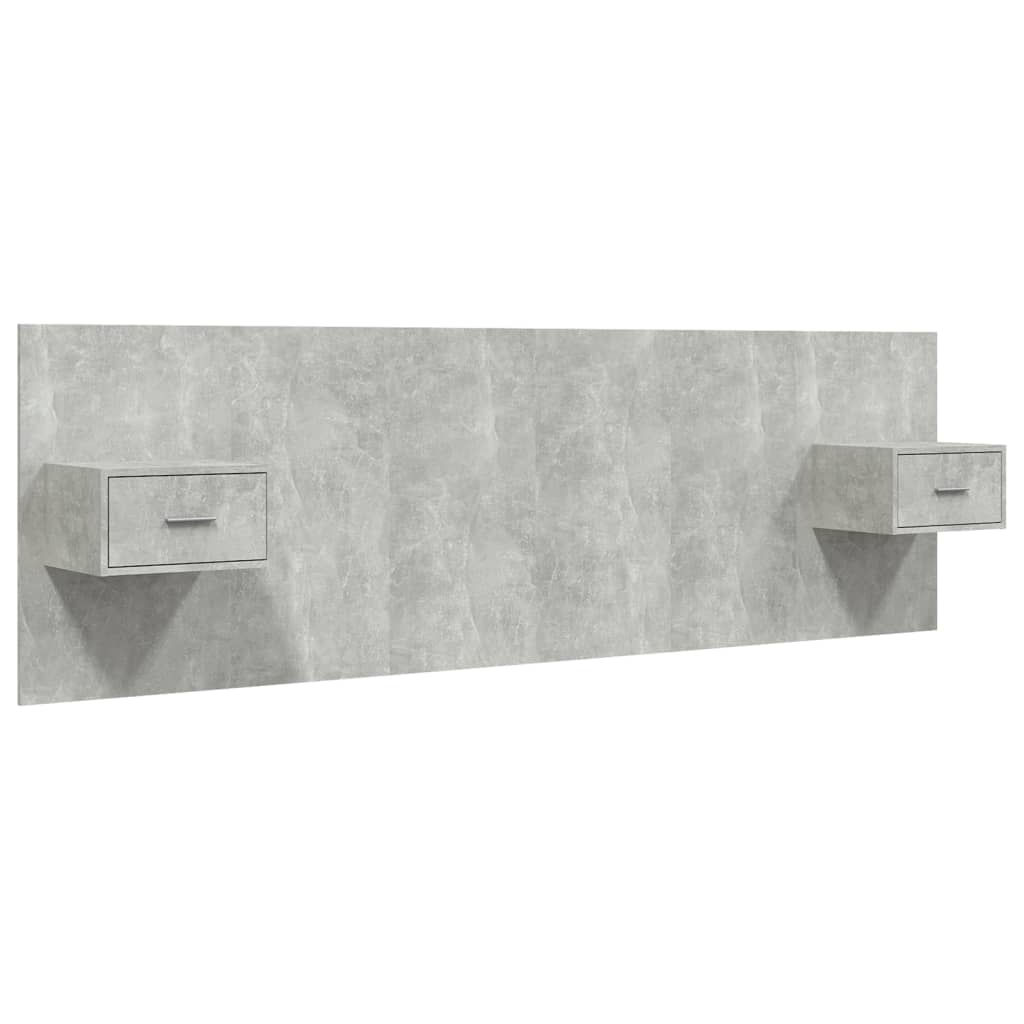 vidaXL Горна табла за легло с шкафчета бетонно сиво инженерно дърво