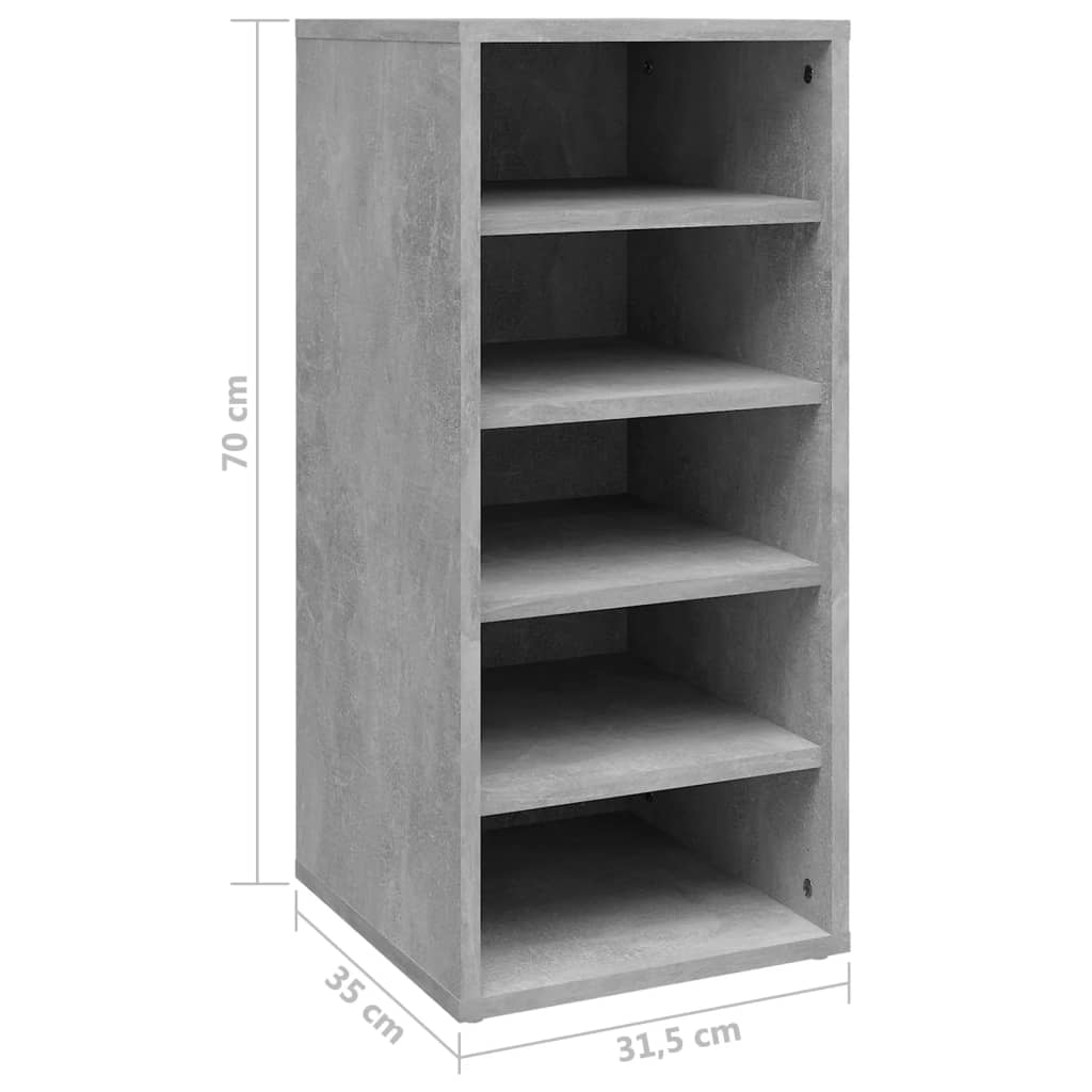 vidaXL Шкафове за обувки, 2 бр, бетонно сиви, 31,5x35x70 см, ПДЧ
