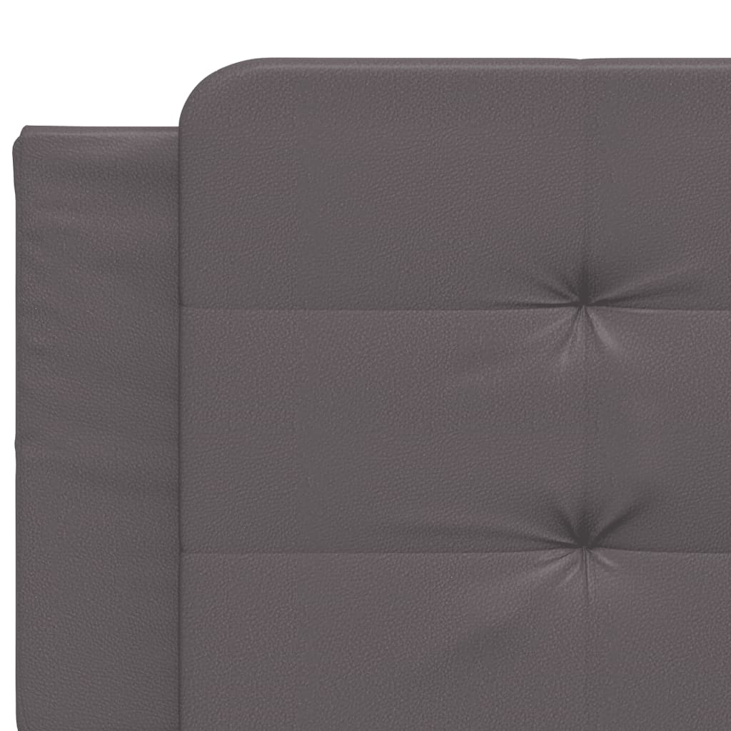 vidaXL Рамка за легло с табла, сива, 200x200 см, изкуствена кожа