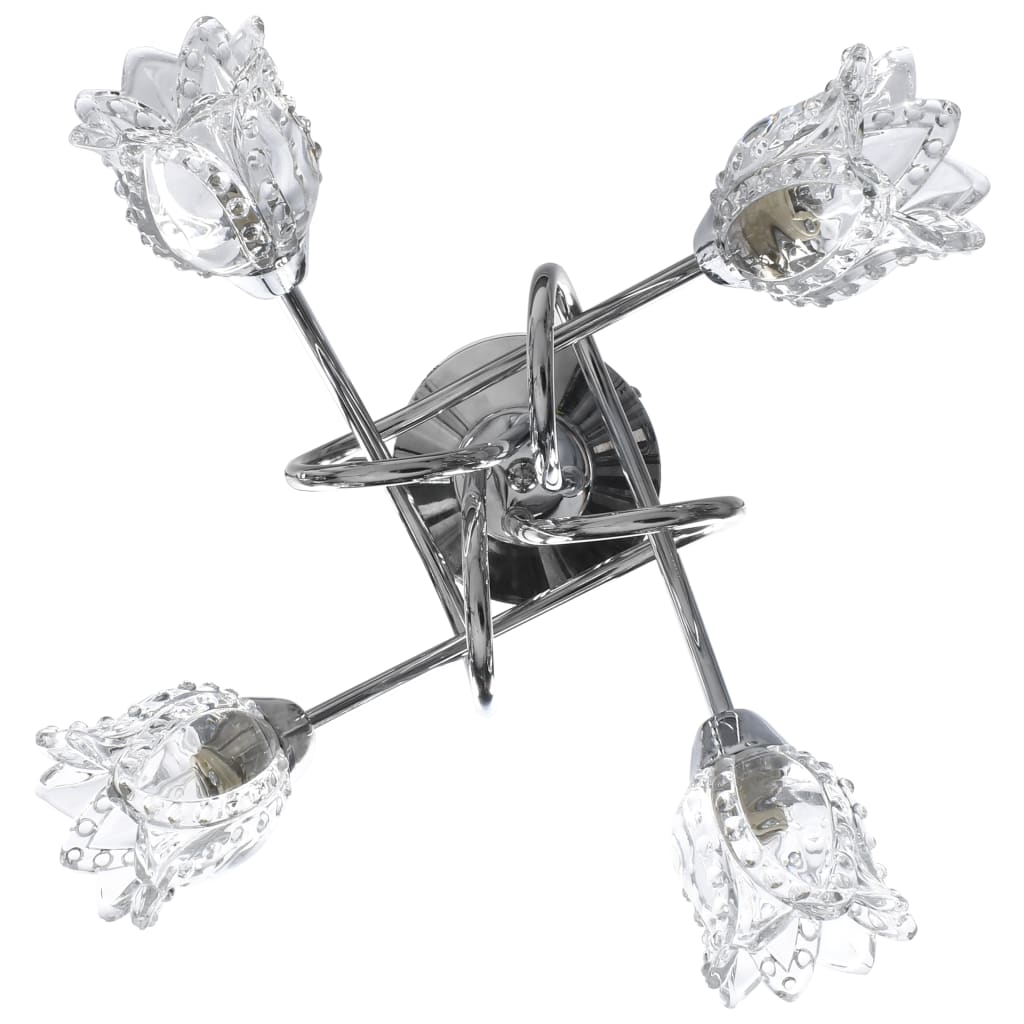 vidaXL Лампа за таван със стъклени абажури цветя за 4 крушки G9