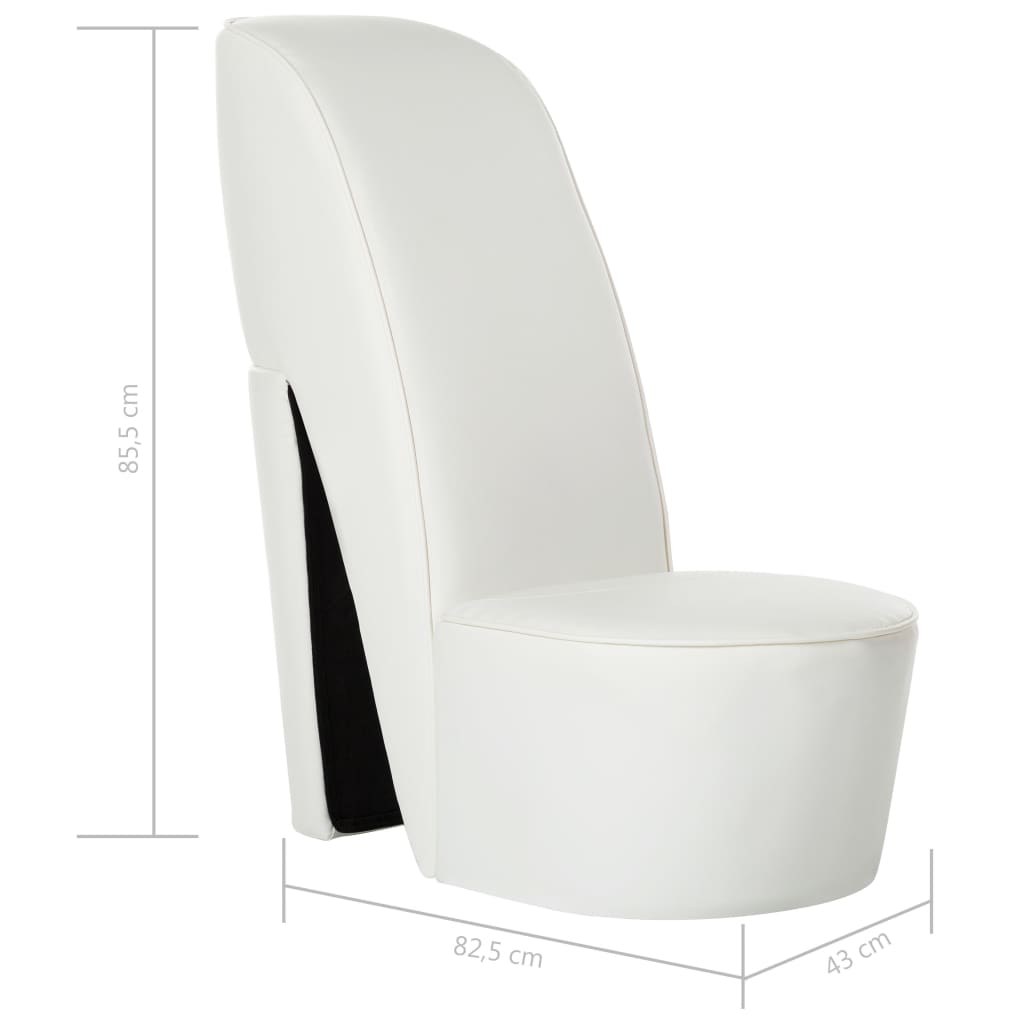 vidaXL Стол във форма на обувка на висок ток, бял, изкуствена кожа