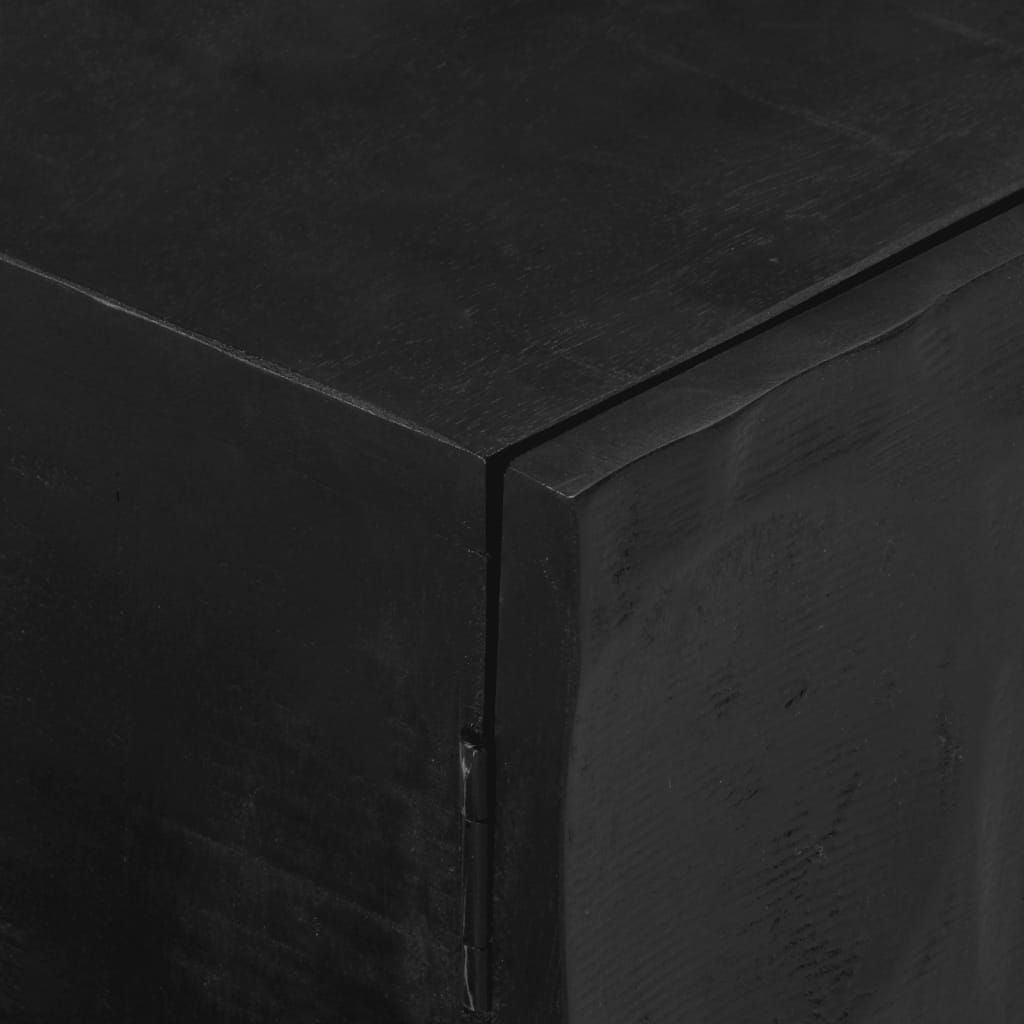 vidaXL ТВ шкаф, черен, 110x30x40 см, масивно мангово дърво и желязо
