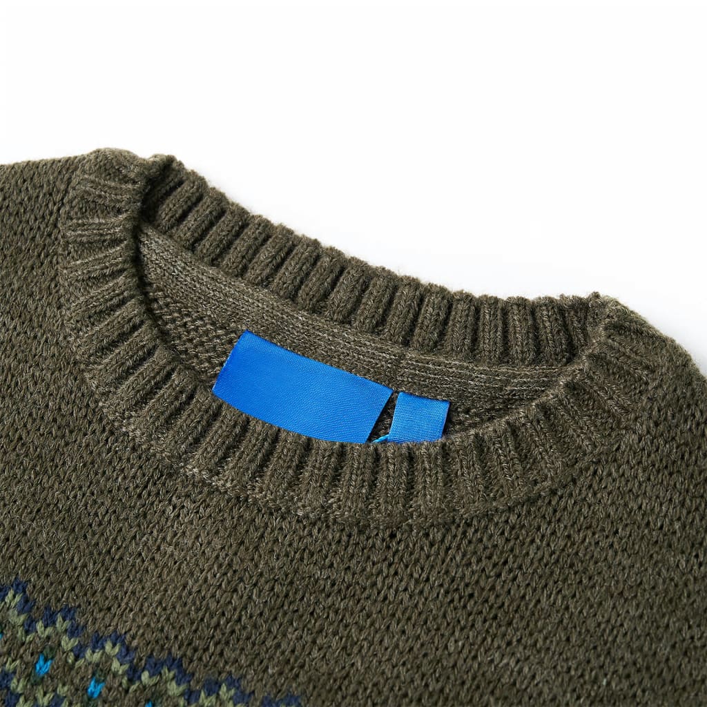 Детски плетен пуловер, каки, 92