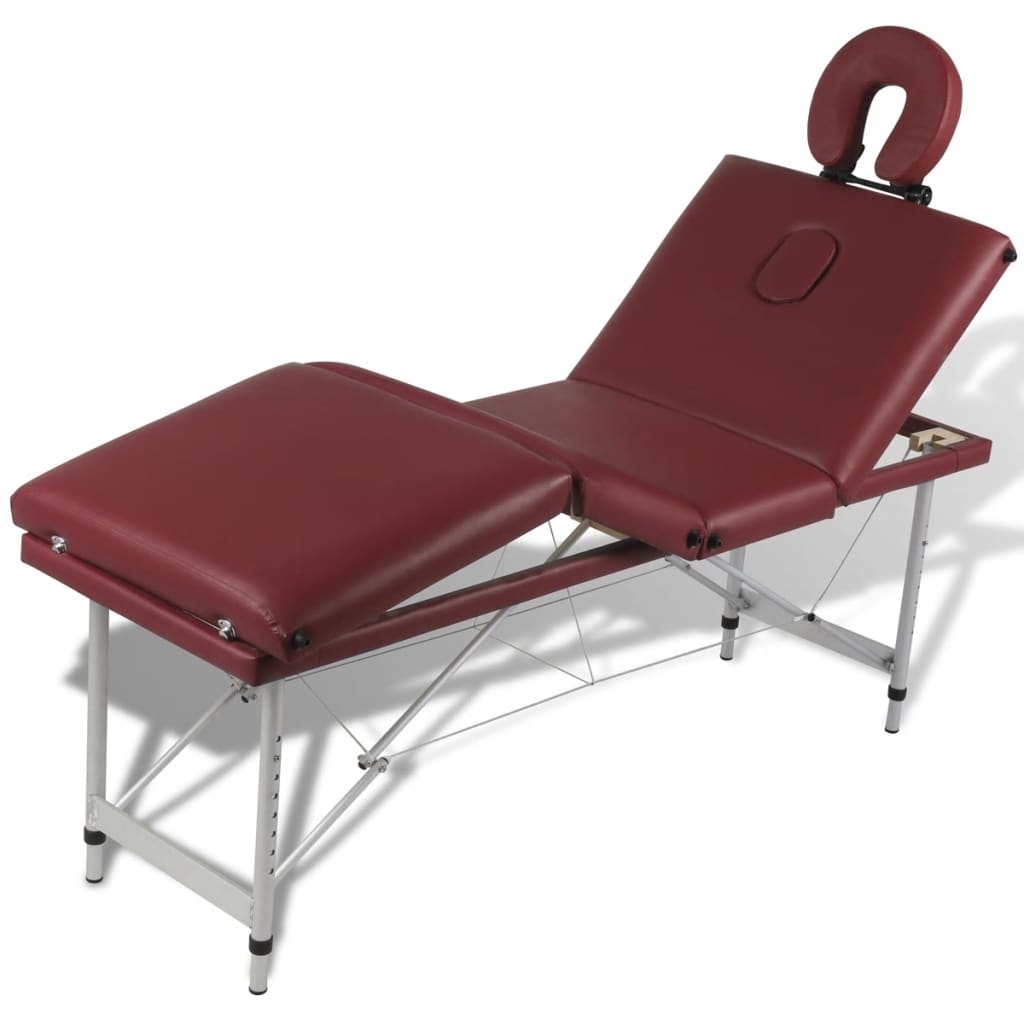 Алуминиева масажна кушетка с 4 зони, цвят: червен