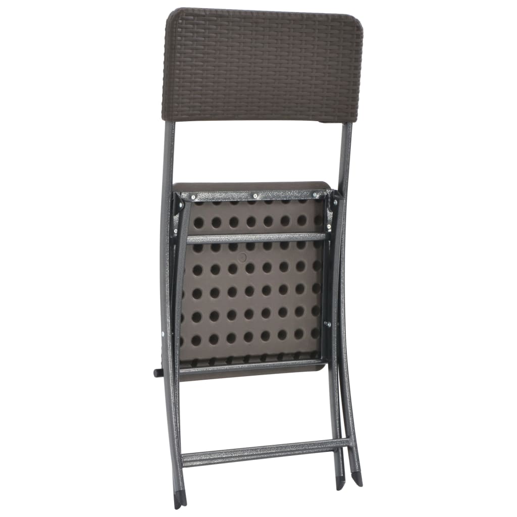 vidaXL Сгъваеми градински столове, 2 бр, HDPE и стомана, кафяви