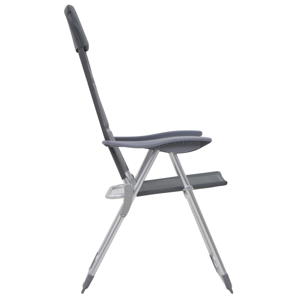 vidaXL Къмпинг столове, 2 бр, сиви, 58x69x111 см, алуминий