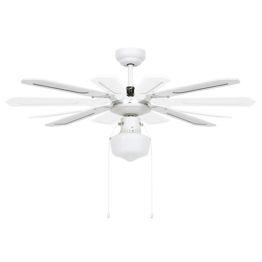 vidaXL Вентилатор за таван с лампа, 106 см, бял