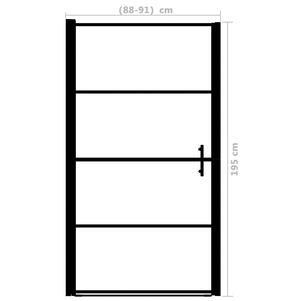 vidaXL Врата за душ, матирано закалено стъкло, 91x195 см, черна