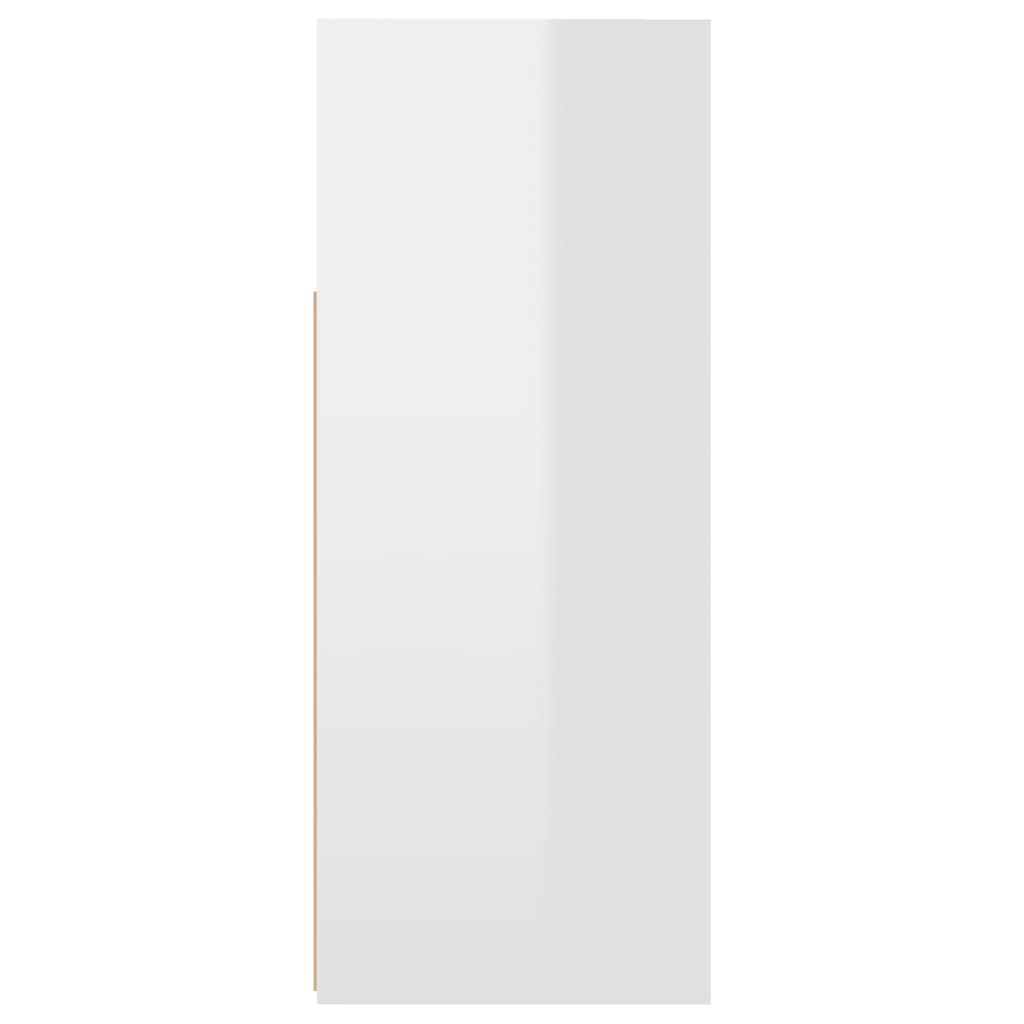 vidaXL Сайдборд с LED светлини, бял гланц, 115,5x30x75 см