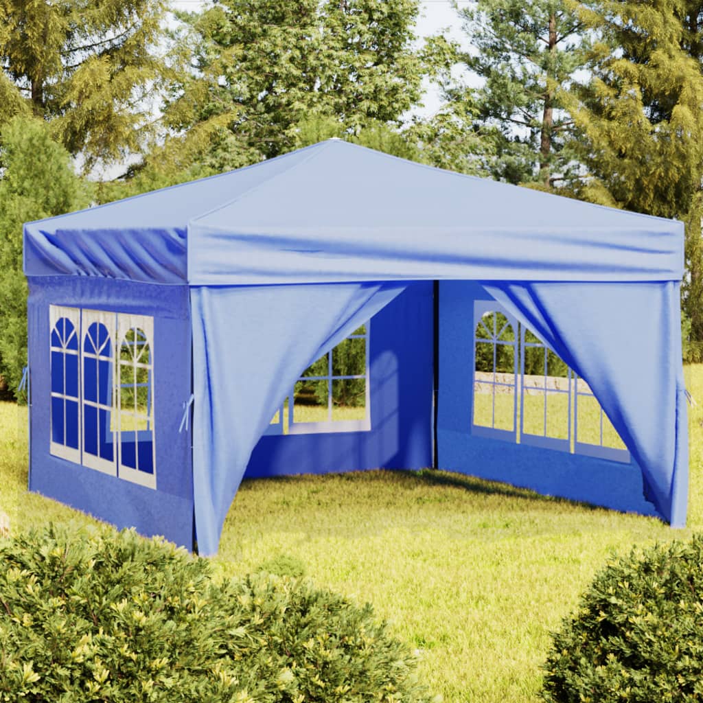 vidaXL Сгъваема парти палатка със странични стени, синя, 3x3 м
