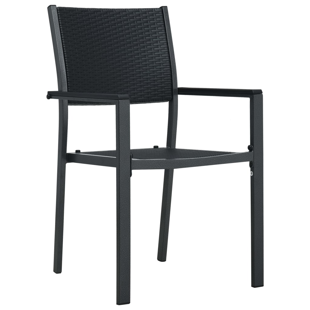 vidaXL Градински столове, 2 бр, черни, пластмасов ратан