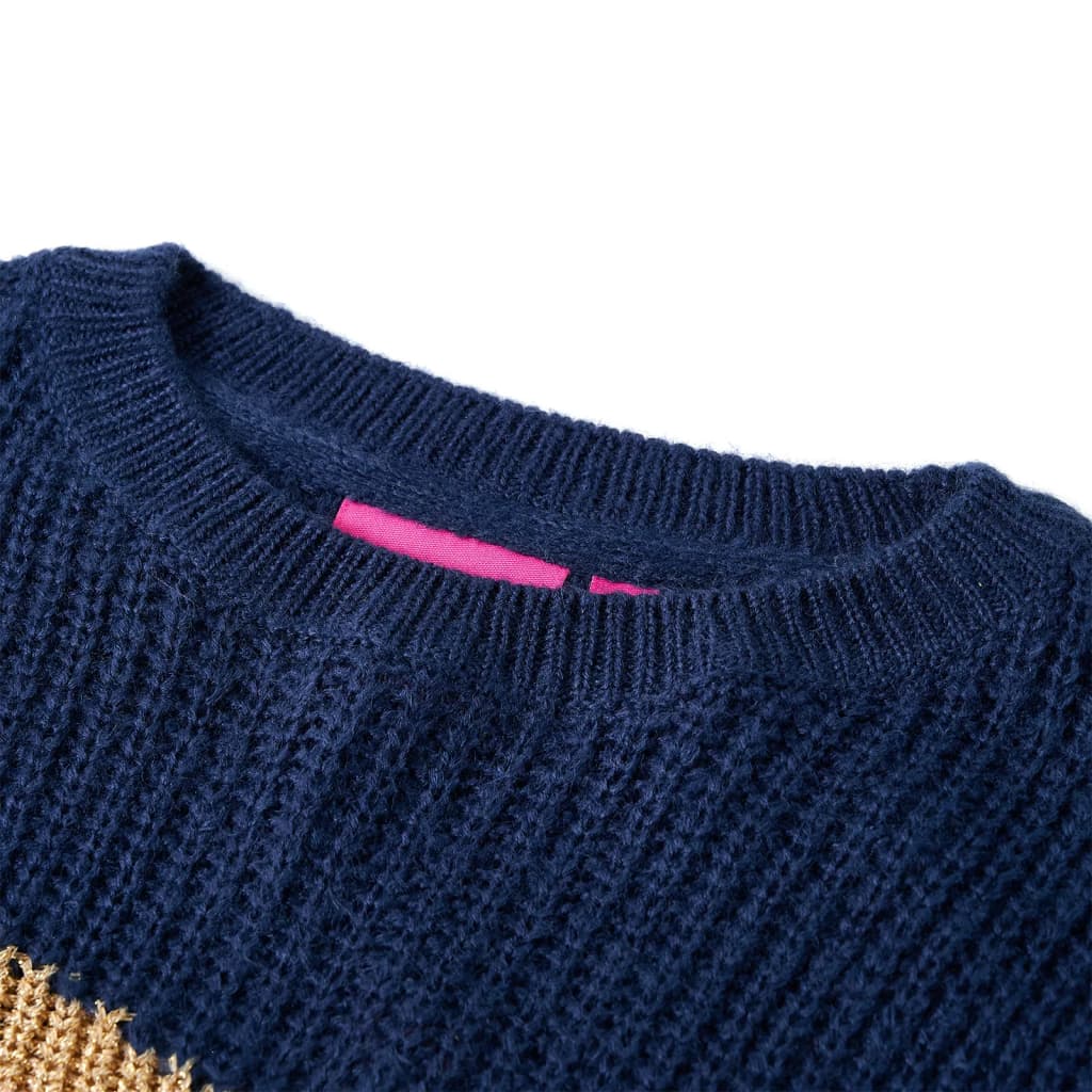 Детски плетен пуловер, нейви, 92