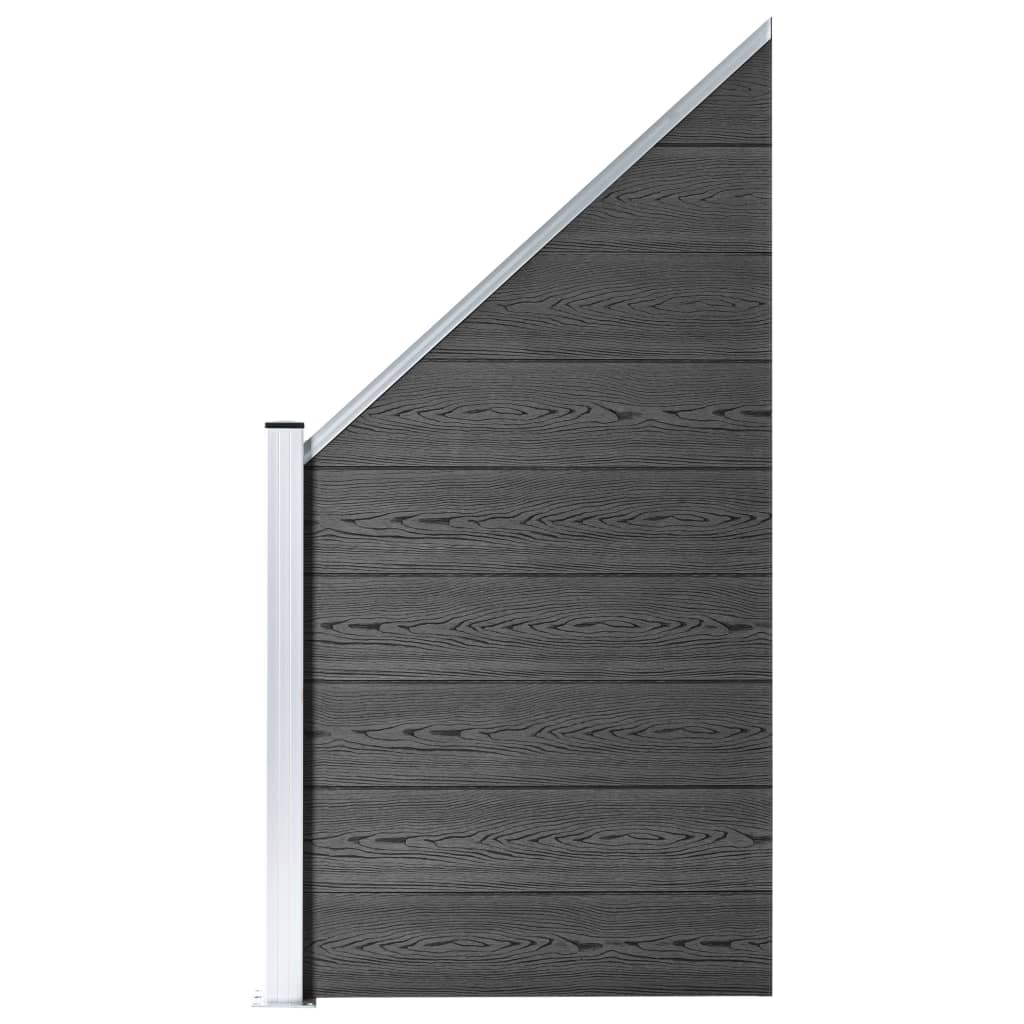 vidaXL Ограден панел, WPC, 1830x(105-186) см, черен