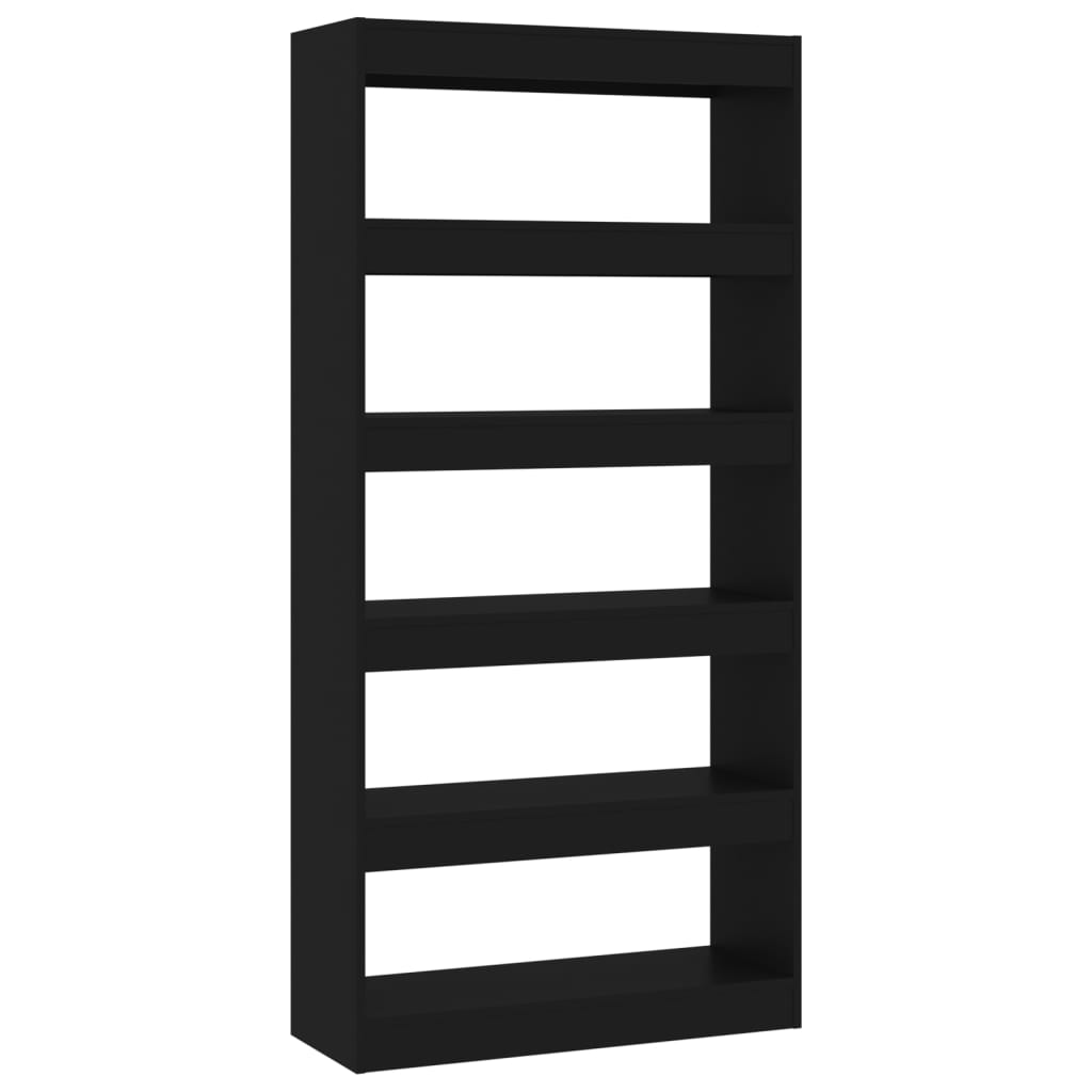 vidaXL Библиотека/разделител за стая, черна, 80x30x166 см, ПДЧ