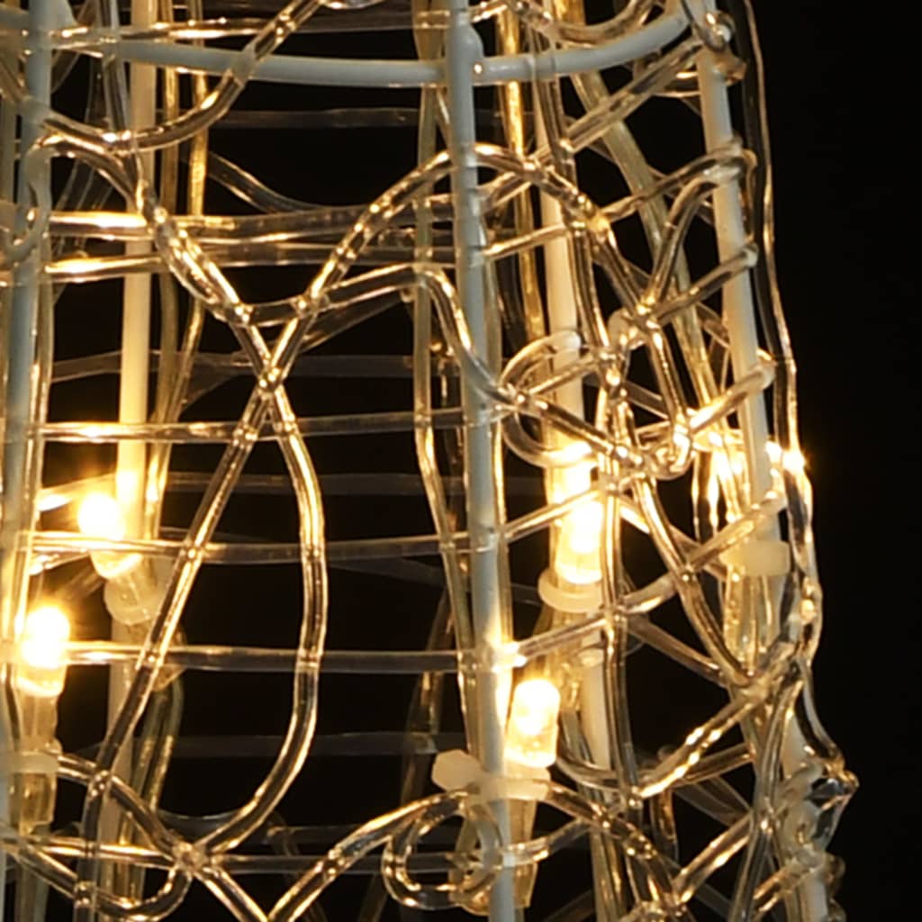 vidaXL Акрилна декоративна пирамида LED светещ конус топло бял 120 см