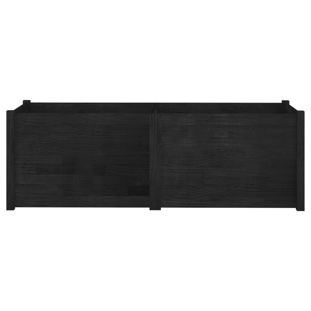 vidaXL Градински сандък, черен, 150x50x50 см, бор масив