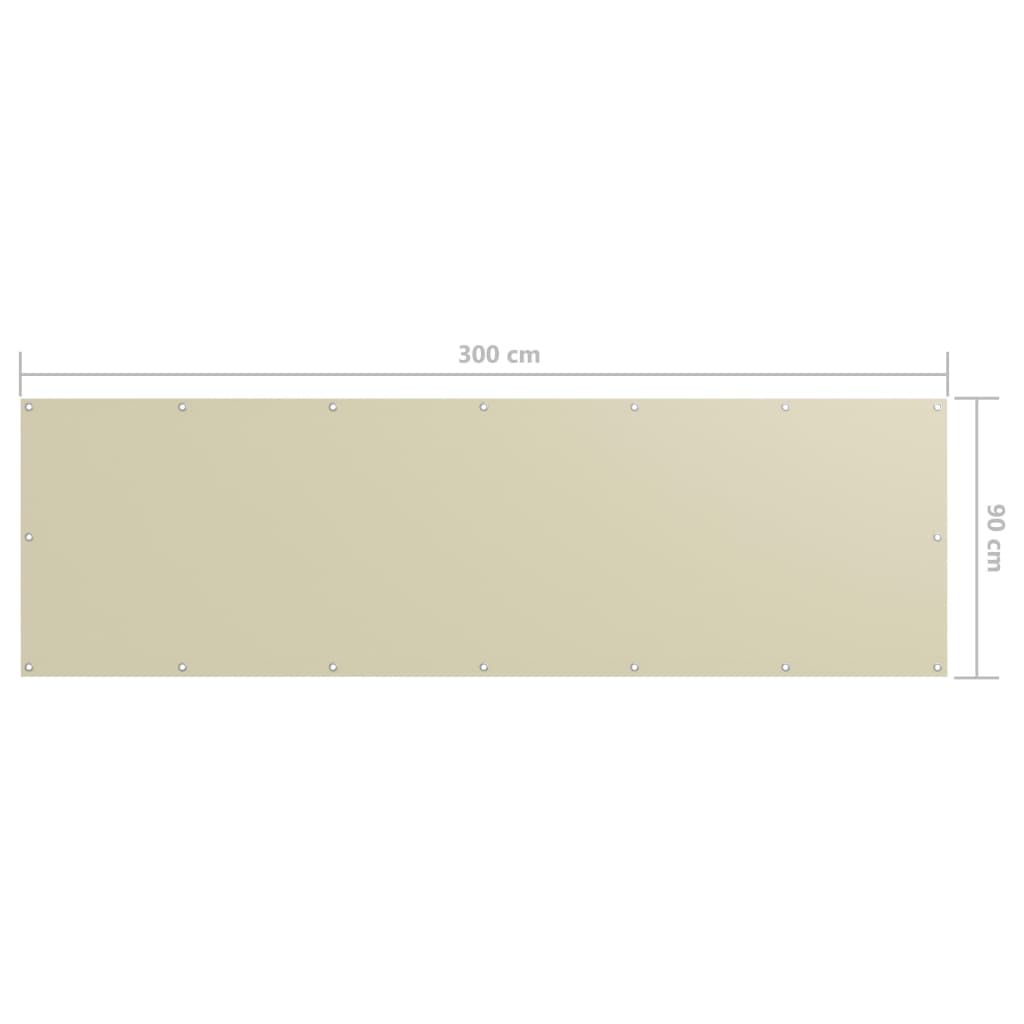 vidaXL Балконски параван, кремав, 90x300 см, плат оксфорд