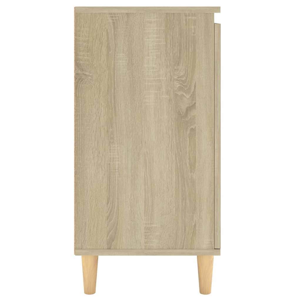vidaXL Шкаф с дървени крака масив, дъб сонома, 60x35x70 см, ПДЧ