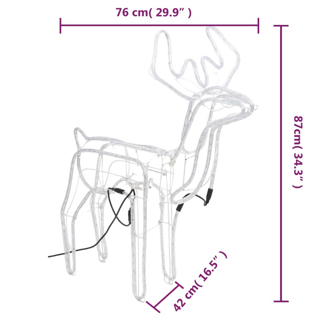 vidaXL Коледна фигура елен с движеща се глава топло бяло 76x42x87 см