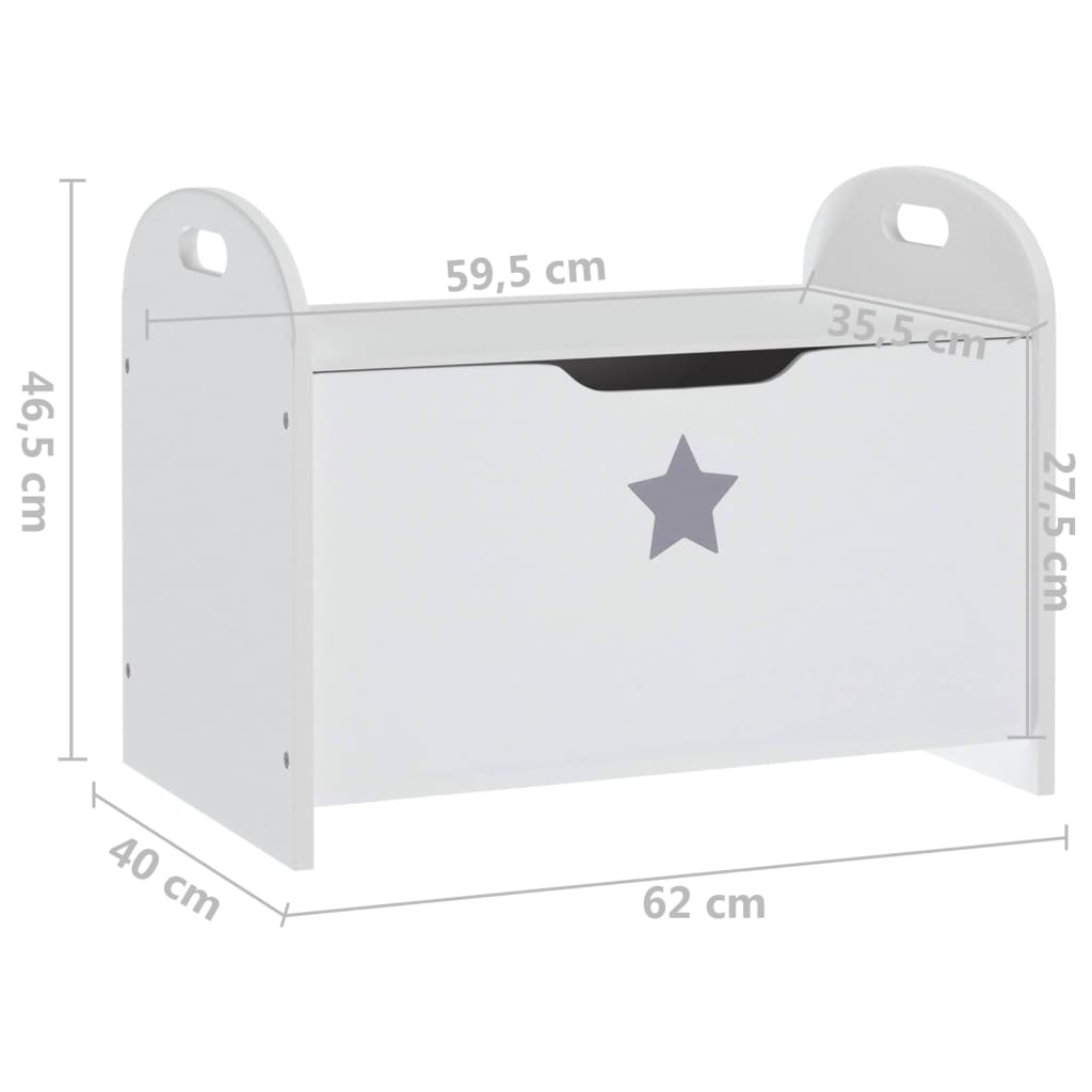 vidaXL Детска пейка за съхранение, бяла, 62x40x46,5 см, МДФ