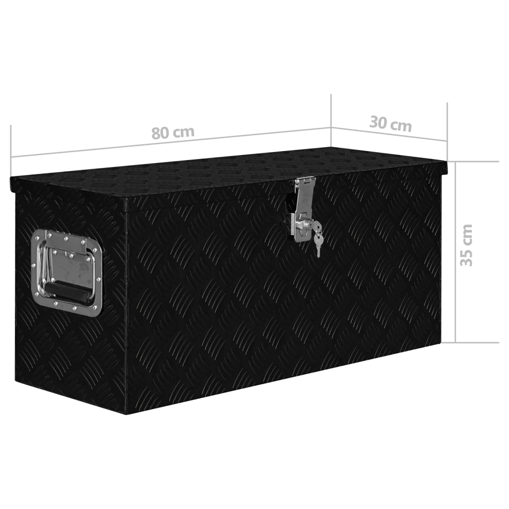 vidaXL Алуминиева кутия, 80x30x35 см, черна
