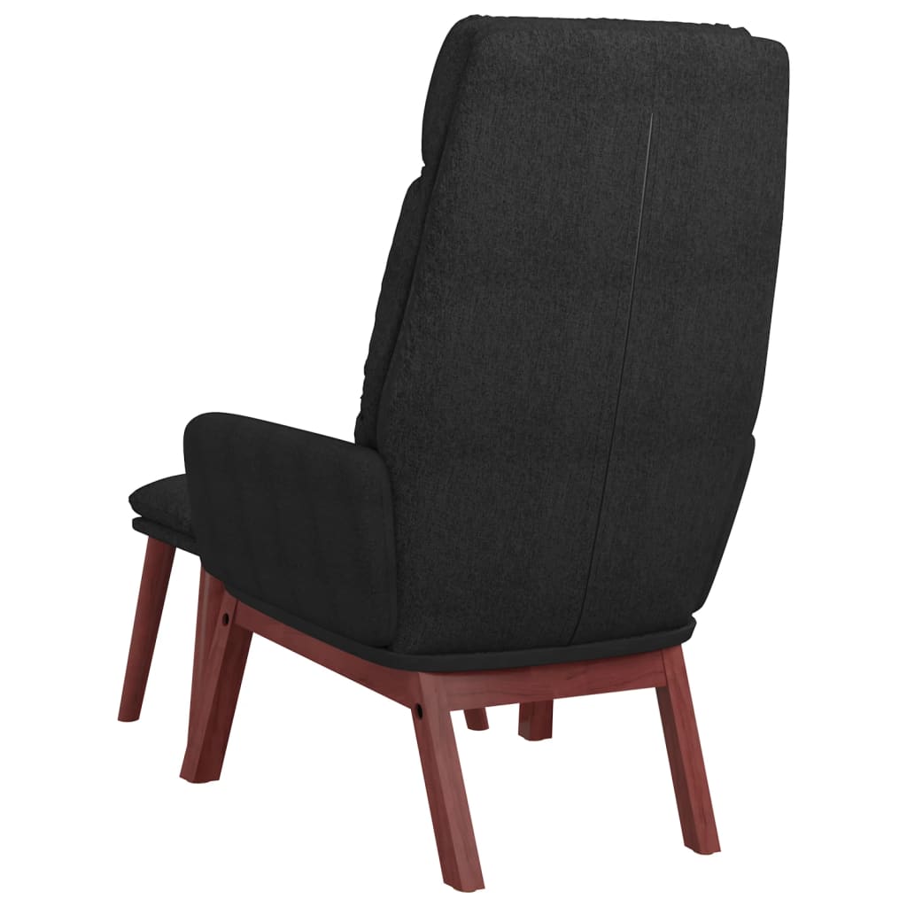 vidaXL Релакс стол с табуретка, черен, текстил