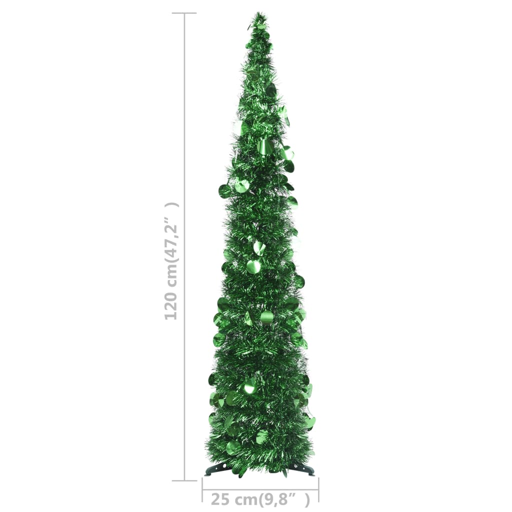vidaXL Pop-up изкуствена коледна елха, зелена, 120 см, PET