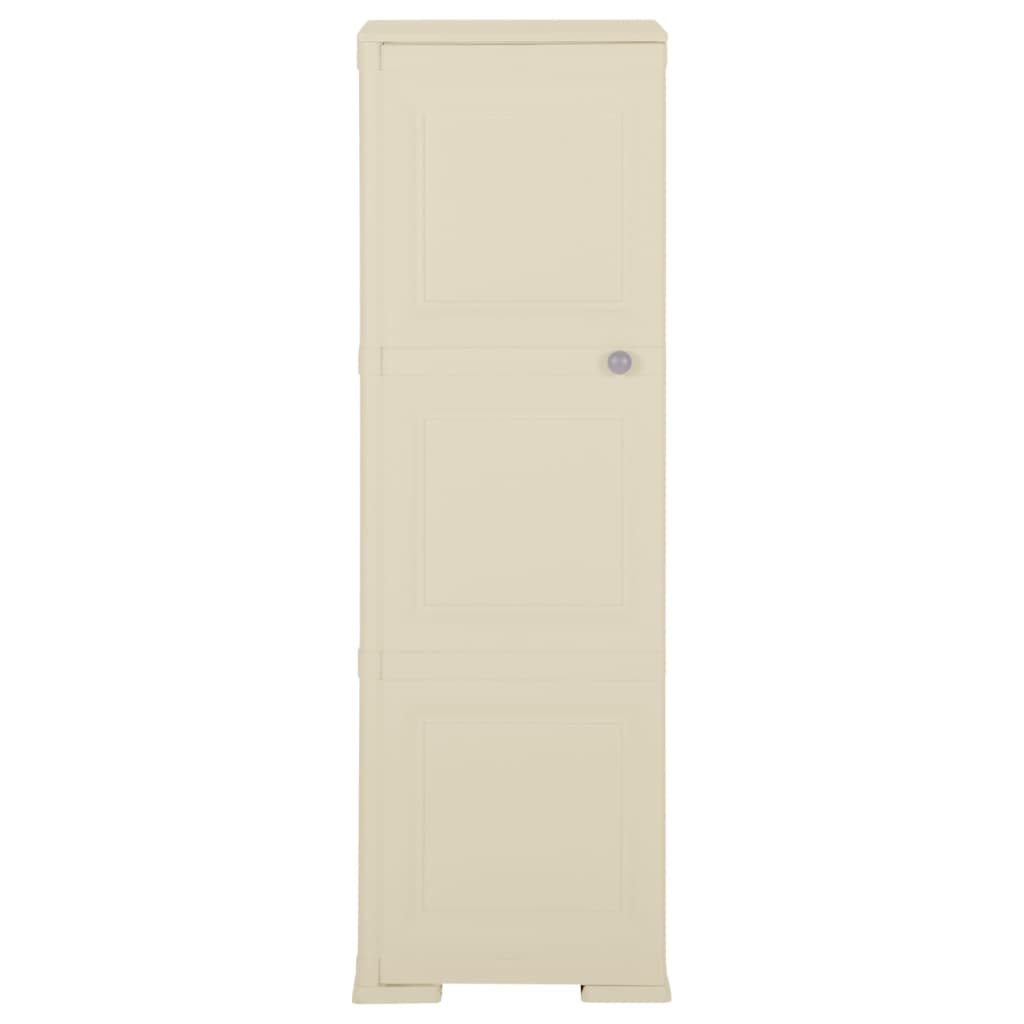 vidaXL Пластмасов шкаф, 40x43x125 см, дървен дизайн, ангорско бяло