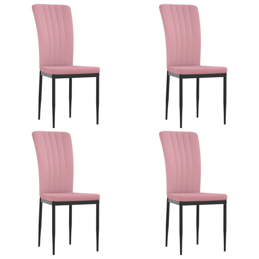 vidaXL Трапезни столове, 4 бр, розови, кадифе