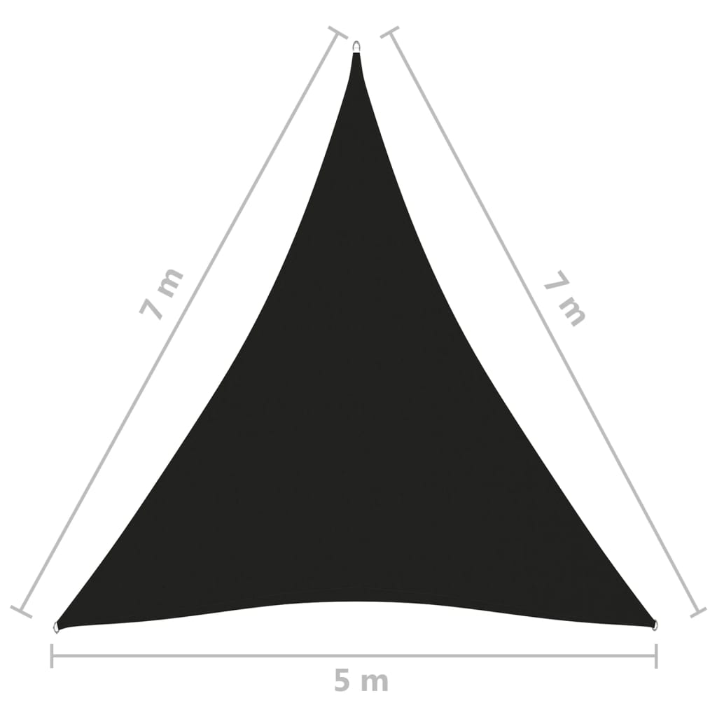 vidaXL Платно-сенник, Оксфорд плат, триъгълно, 5x7x7 м, черно
