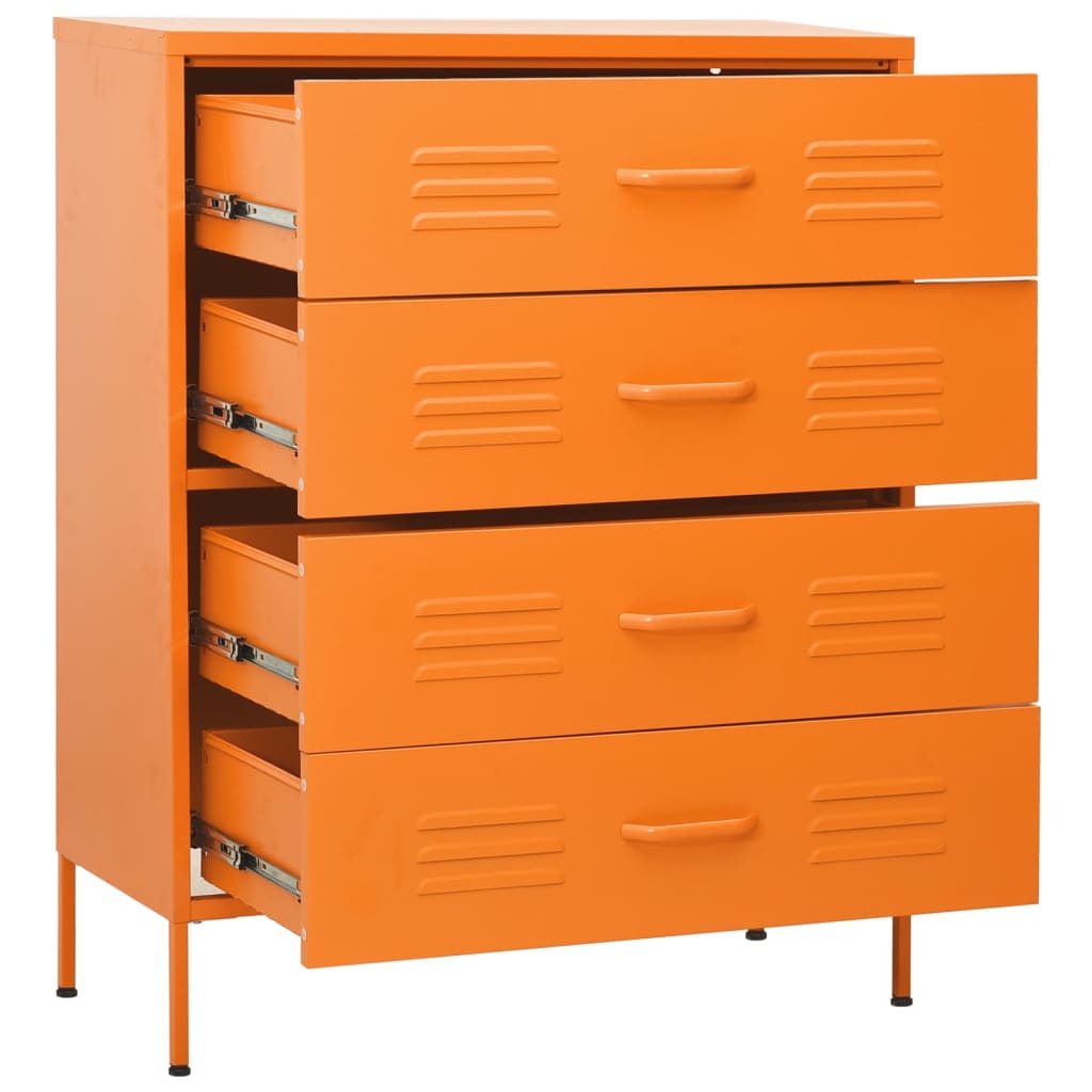 vidaXL Шкаф с чекмеджета, оранжев, 80х35х101,5 см, стомана