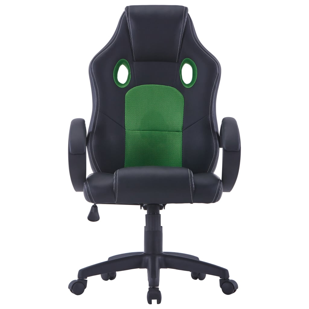 vidaXL Геймърски стол, зелено, изкуствена кожа