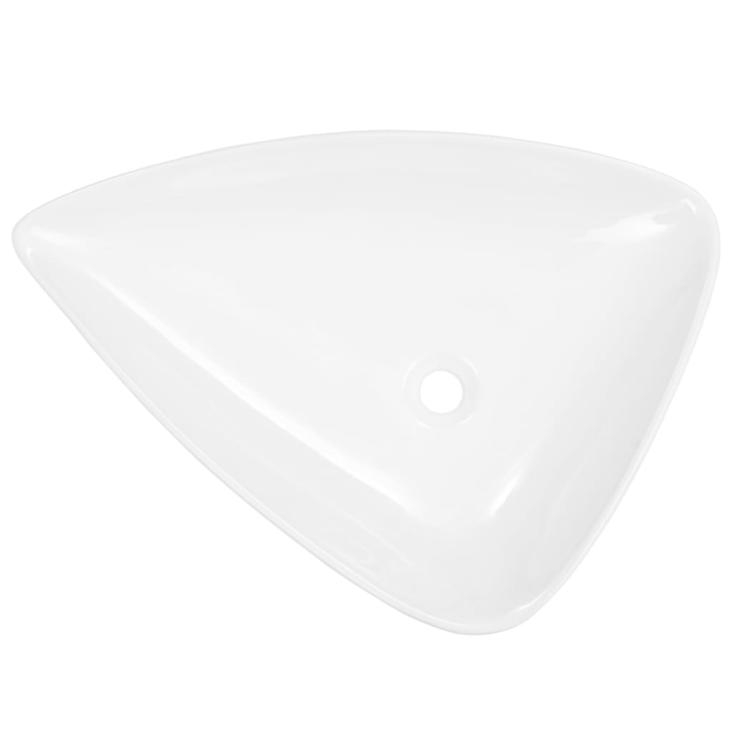vidaXL Керамична мивка, бяла, триъгълна, 645x455x115 мм