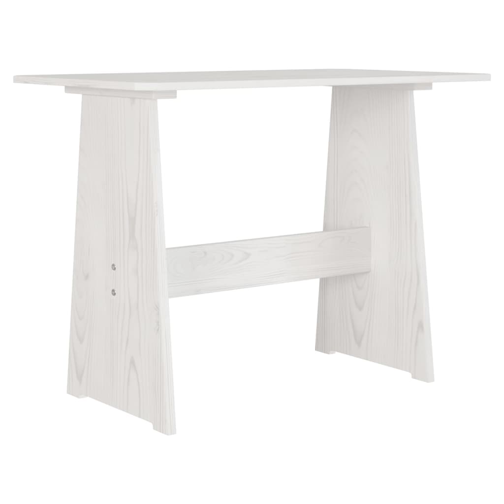 vidaXL Трапезна маса с пейка, бяла, борово дърво масив