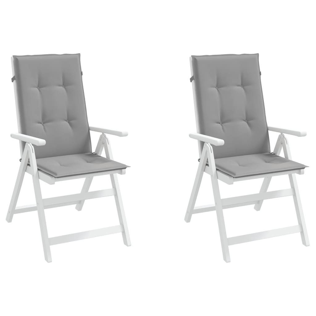 vidaXL Възглавници за стол с облегалка 2 бр сиви 120x50x3 см плат