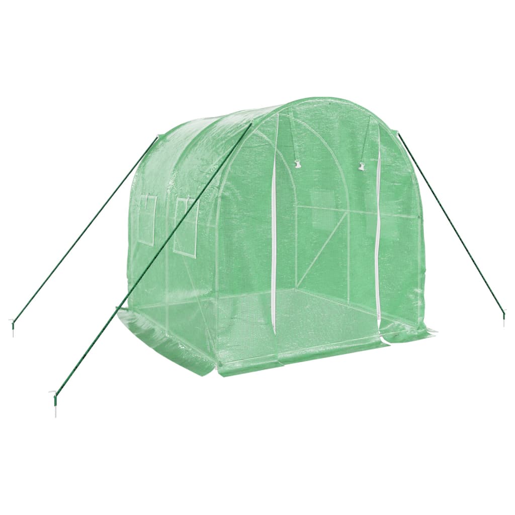 vidaXL Оранжерия със стоманена рамка зелена 4 м² 2x2x2 м