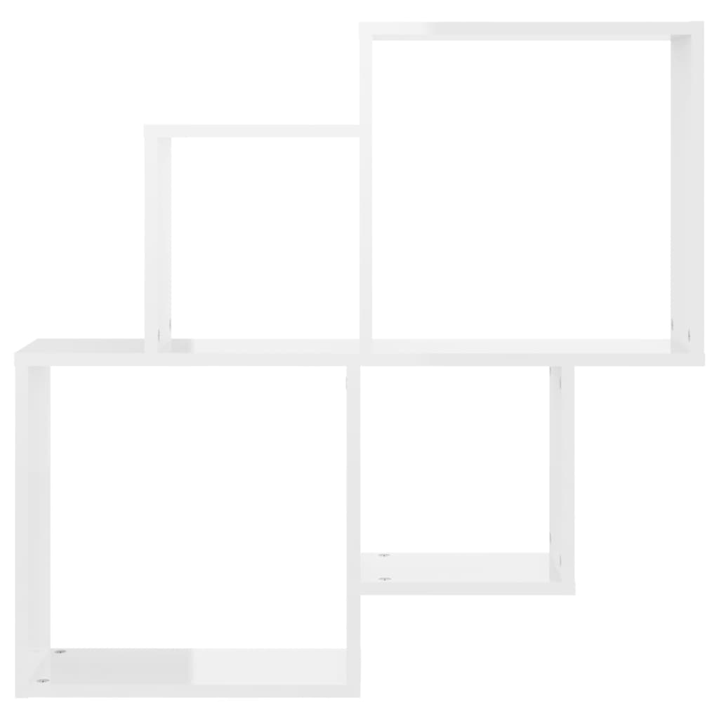 vidaXL Стенен кубичен рафт, бял гланц, 80x15x78,5 см, ПДЧ