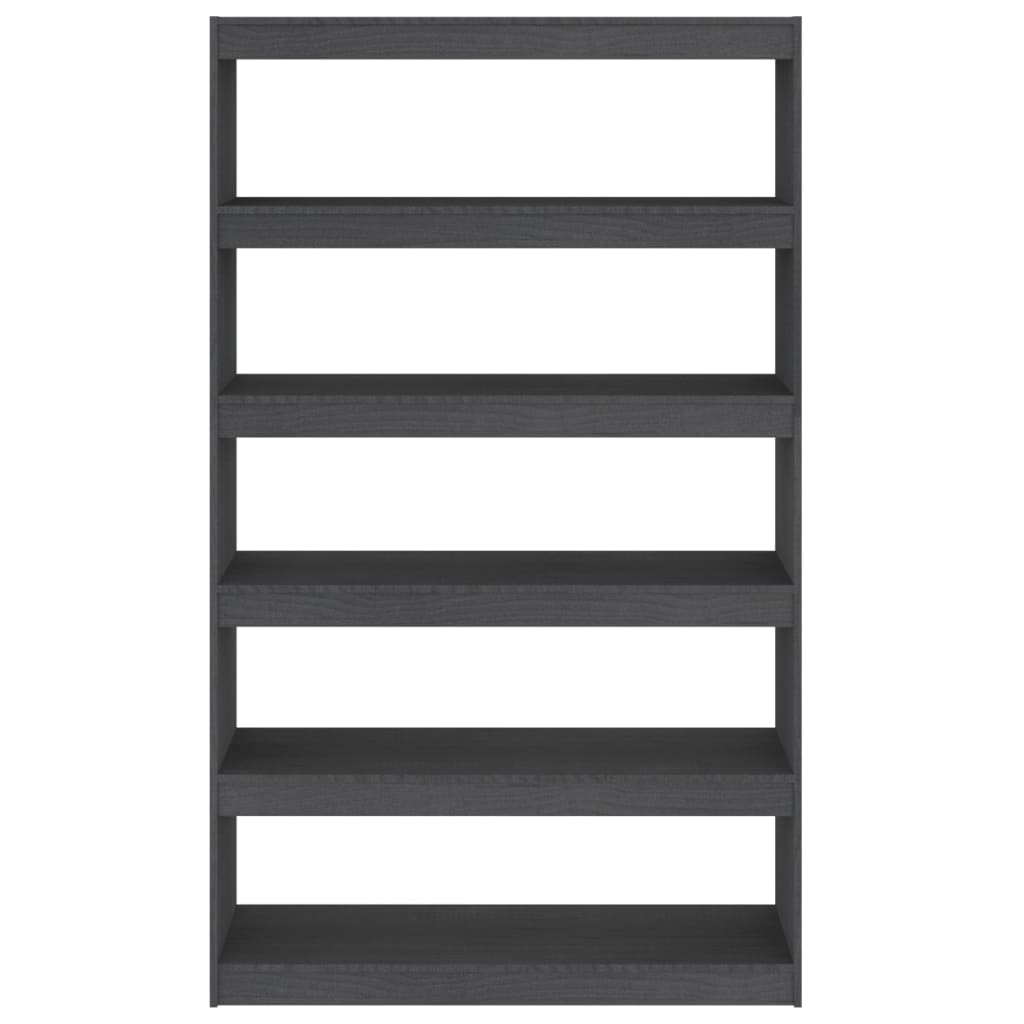 vidaXL Библиотека/разделител за стая, сива, 100x30x167,5 см, бор масив