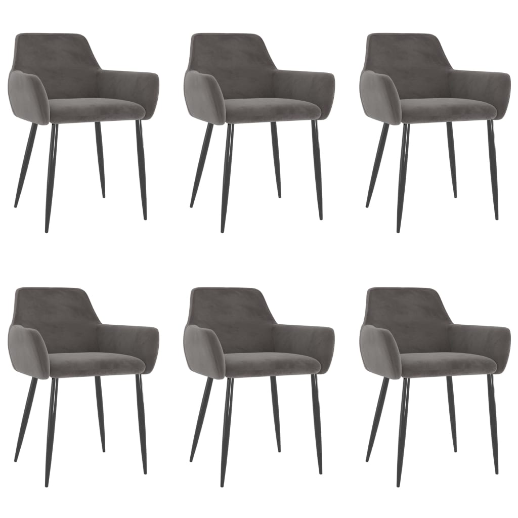 vidaXL Трапезни столове, 6 бр, тъмносиви, кадифе