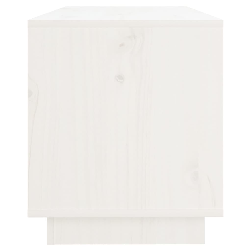 vidaXL ТВ шкаф, бял, 74x34x40 см, бор масив